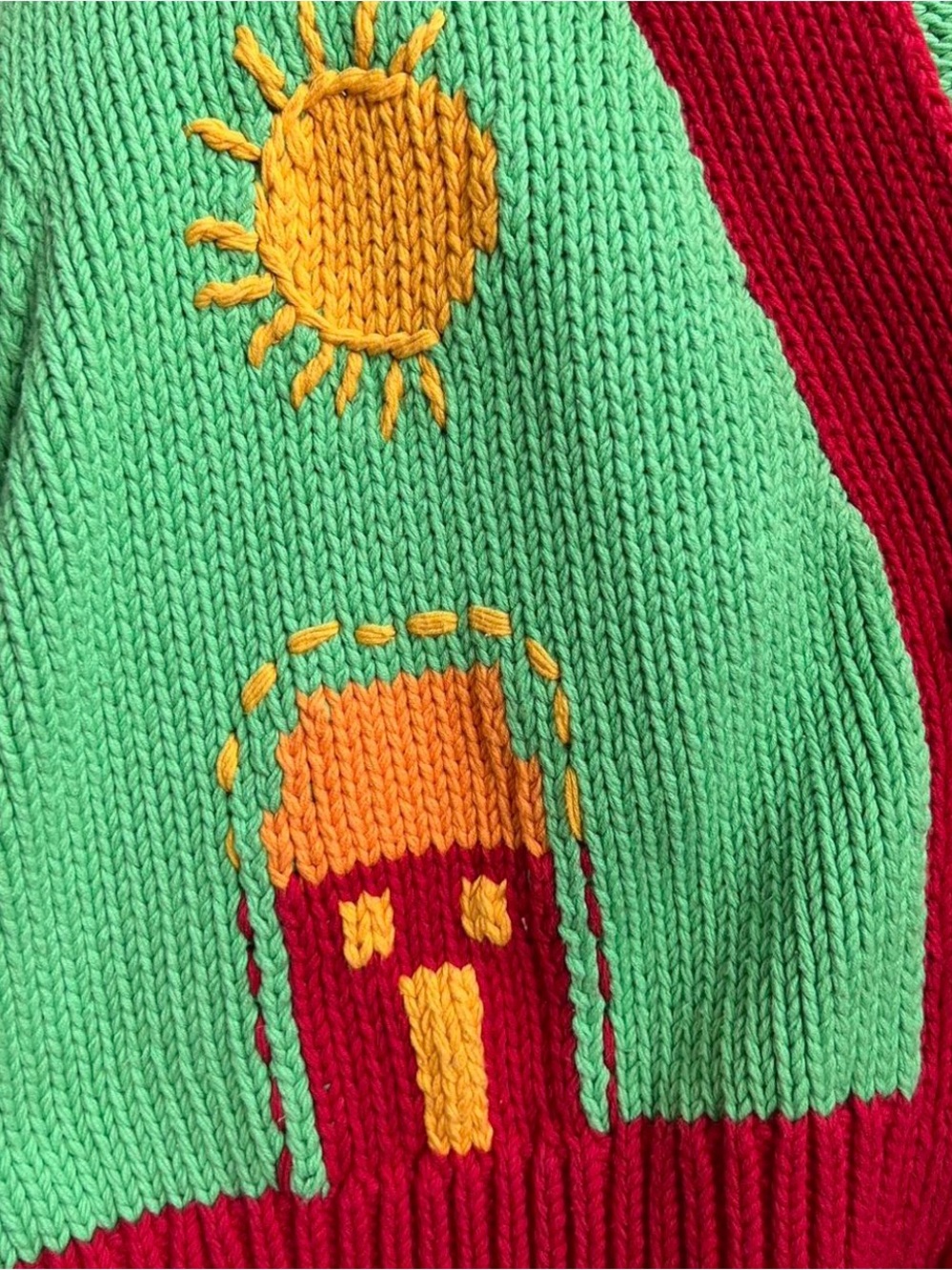 ZARA Colorblock Knit Cardigan in Green, Orange, Red, Pink and Yellow - Picture 2 of 8